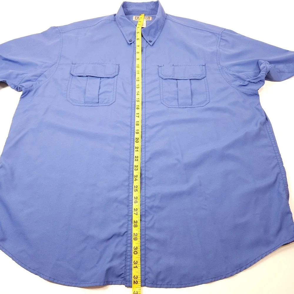 Duluth Trading Shirt Mens XL Blue Short Sleeve‎ Vented Fish Outdoor Hiking